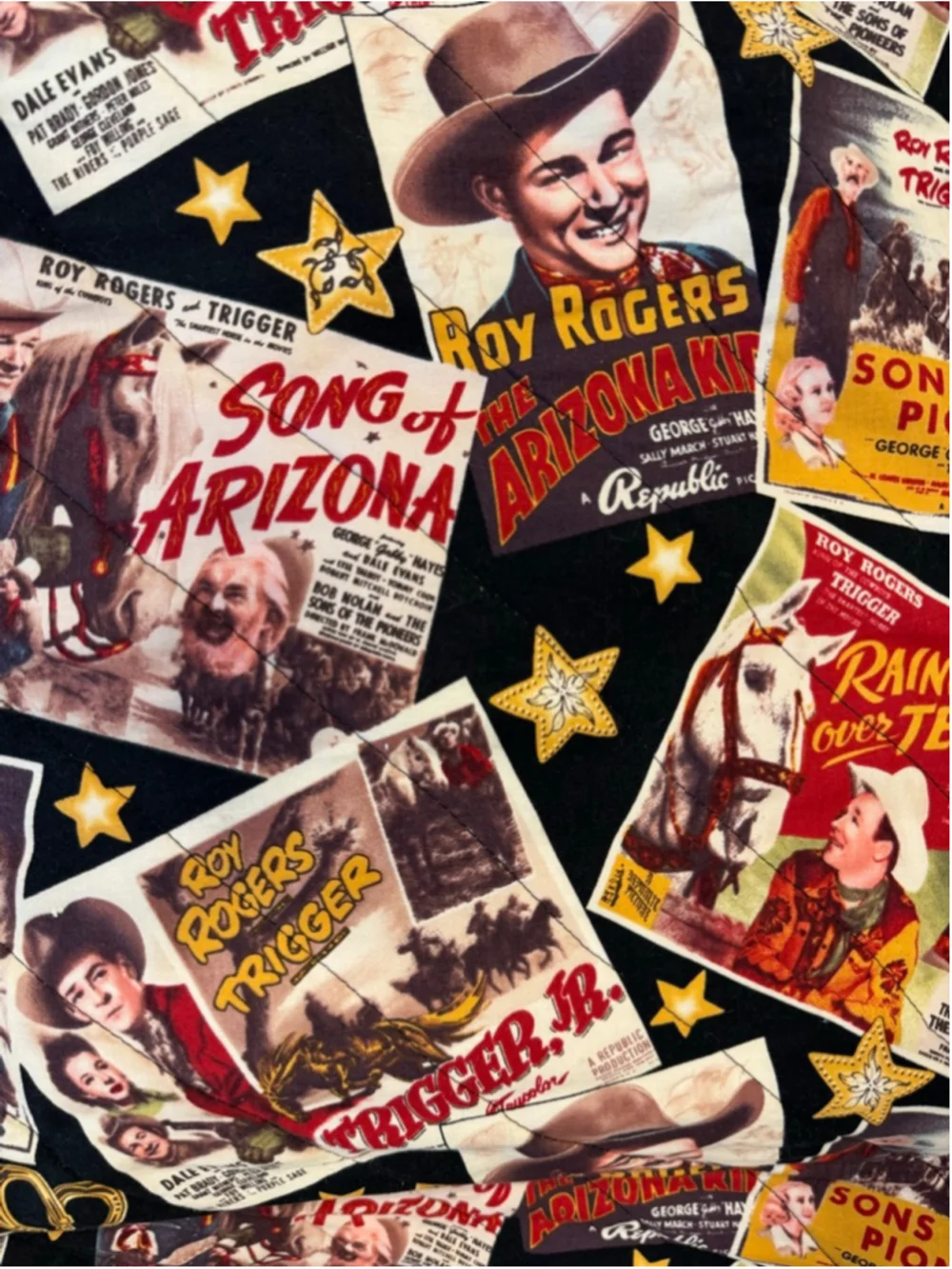 Roy Rogers Western Movie Poster Black & Yellow Queen Quilt 84x88